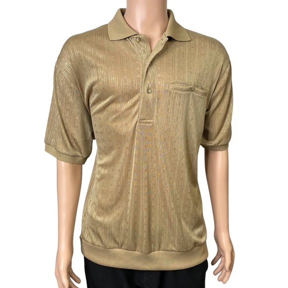 Botany 500 Mens XL Gold Diamond Textured Pattern Polo Shirt‎ Elastic Band Waist - Picture 1 of 10